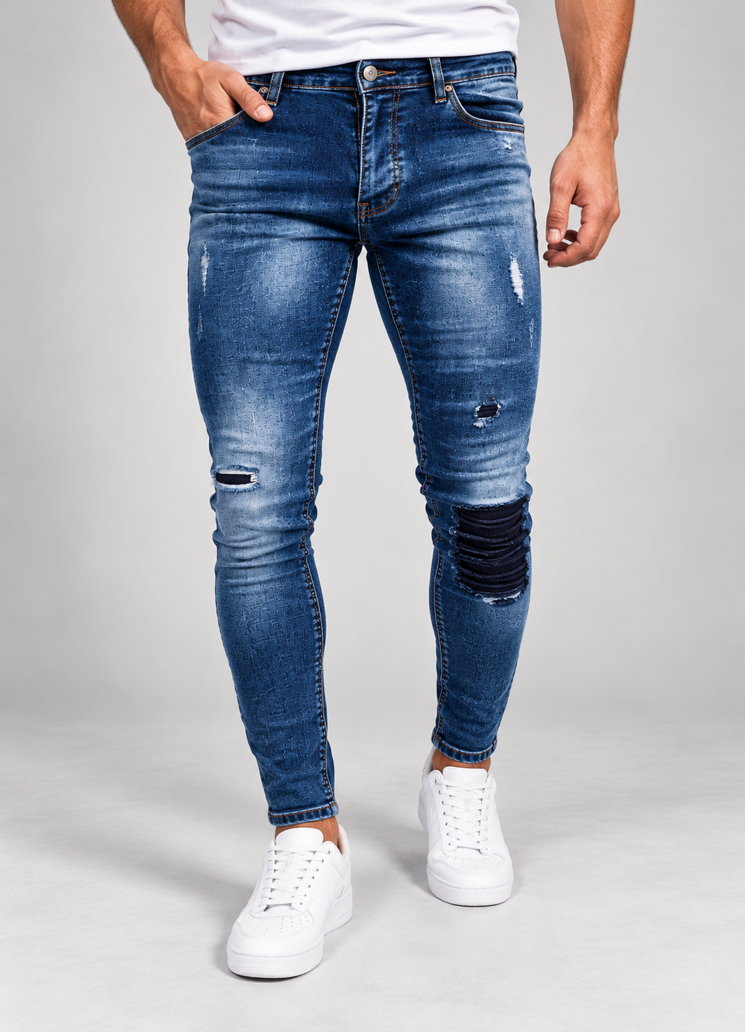 Blugi barbati slim fit, blugi bărbați slim fit cu rupturi, mai multe marimi disponibile