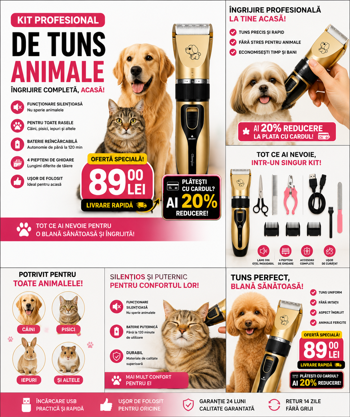 Set Masina de tuns caini si pisici ideal pentru tine