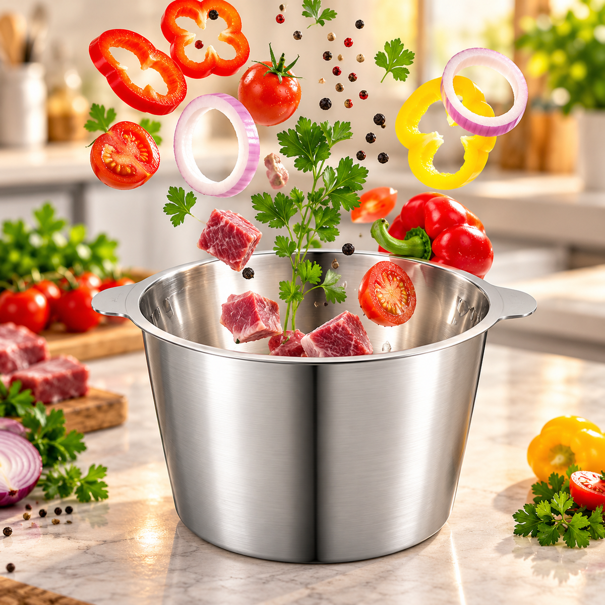 Tocător Electric Multifuncțional din Inox – 5L / 2L, pentru Carne, Legume și Fructe