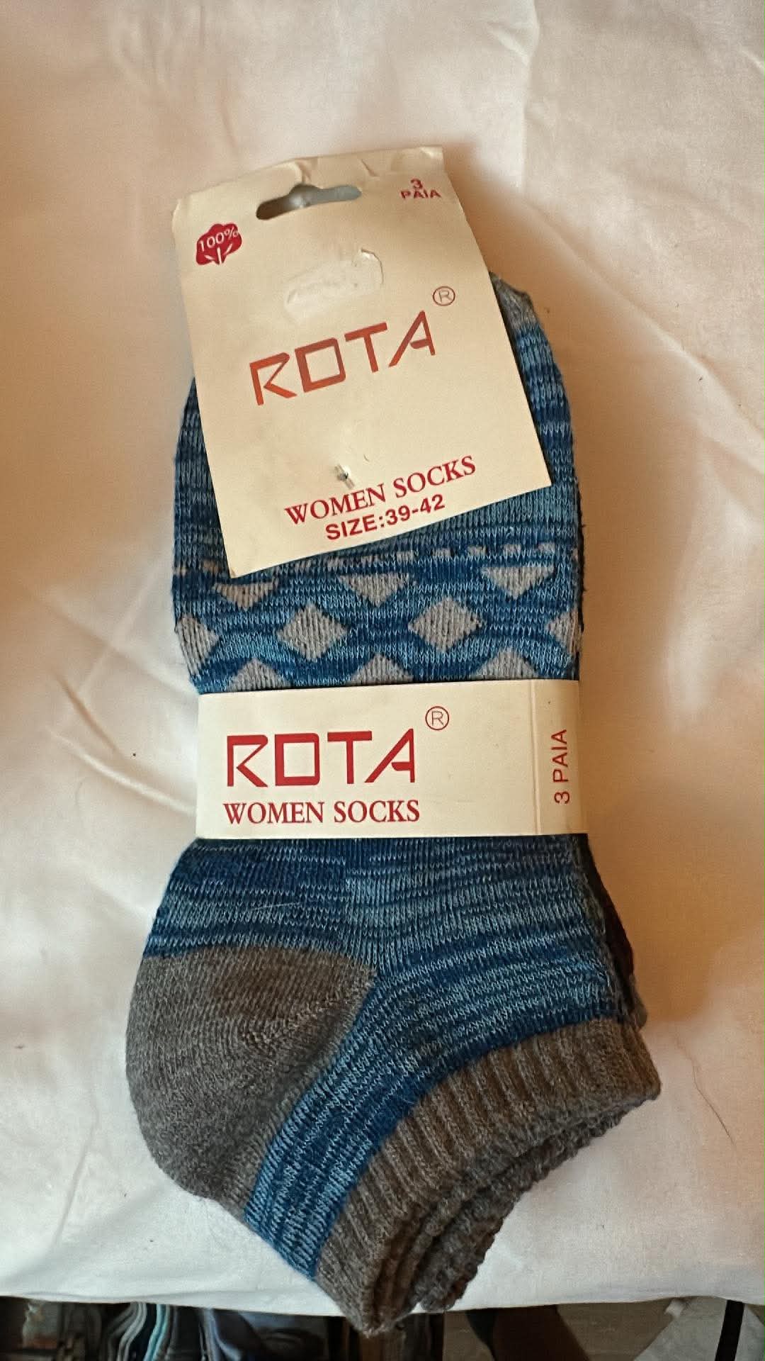Sosete dama scurte, 3 perechi, rota, bumbac, multicolor