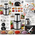Tocator electric 2L pentru carne si legume, 4 lame din otel inoxidabil de inalta calitate, Recipient din Inox, Argintiu