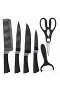 Set cutite bucatarie 6 piese cu foarfeca si curatator, 28x9 cm