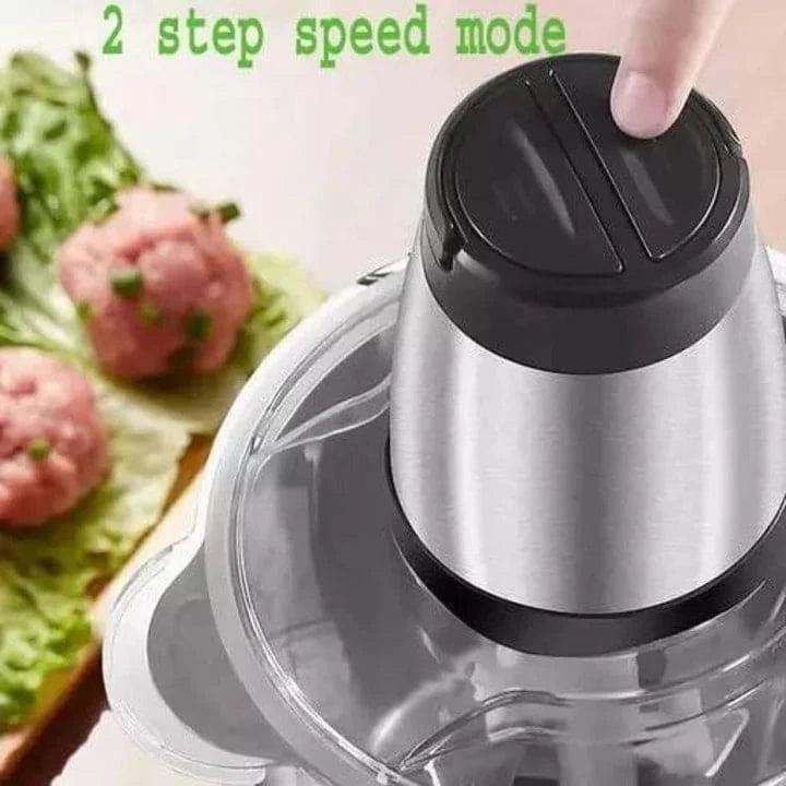 Tocator electric 2L pentru carne si legume, 4 lame din otel inoxidabil de inalta calitate, Recipient din Inox, Argintiu