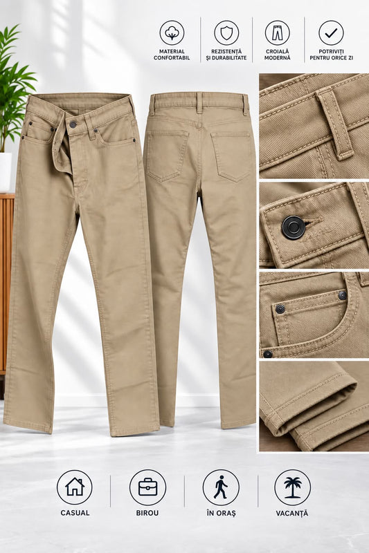 Blugi Barbati Casual, Amazon essentials, bej