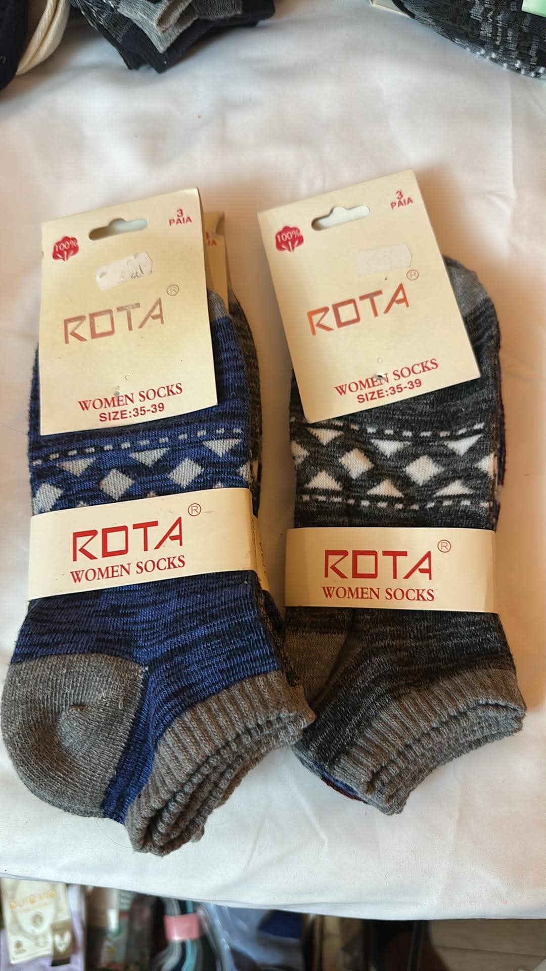 Sosete dama scurte, 3 perechi, rota, bumbac, multicolor