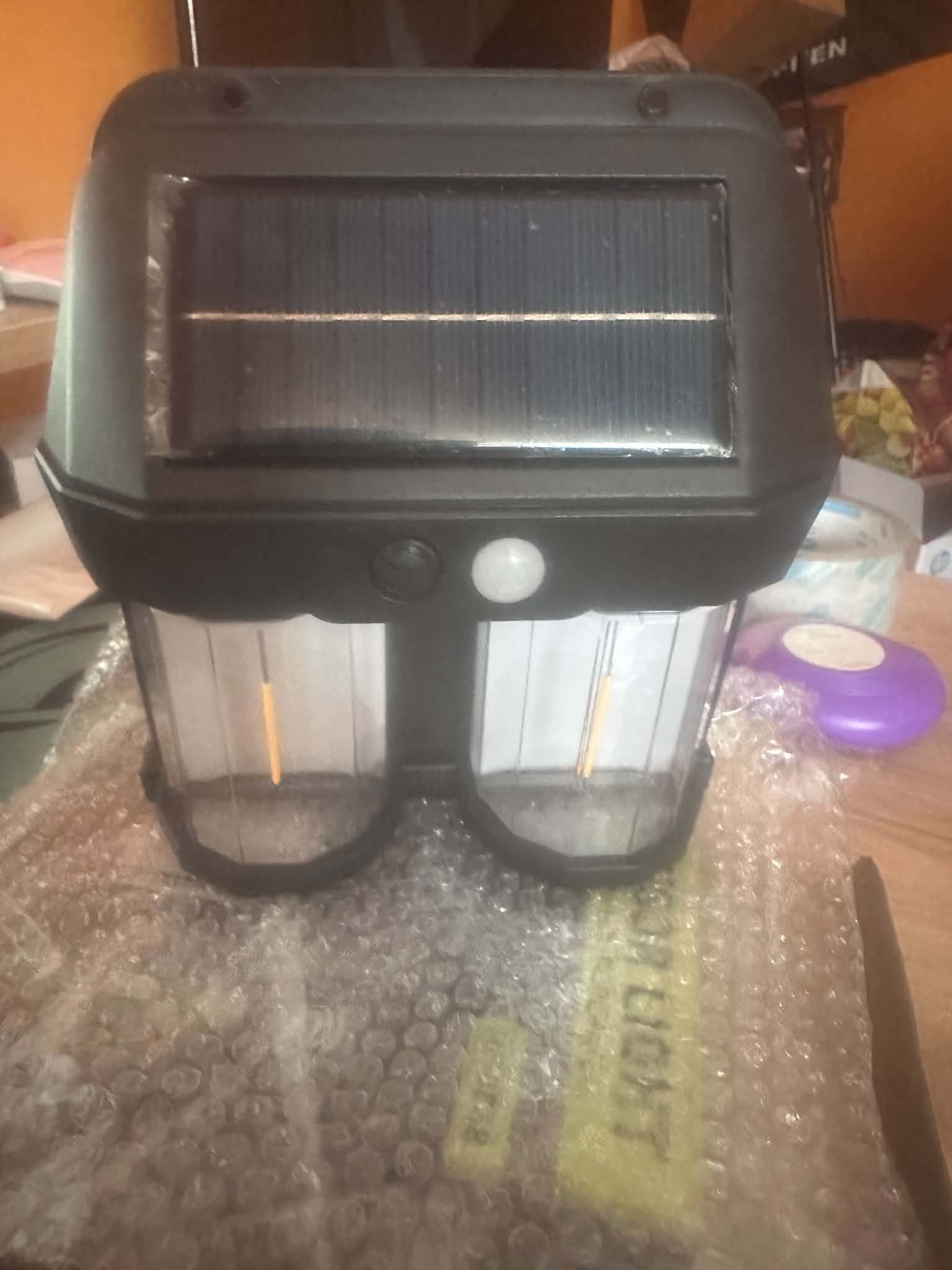 LAMPA solara cu senzor de miscare dubla, 2 bucati, neagră, cu senzor de mișcare