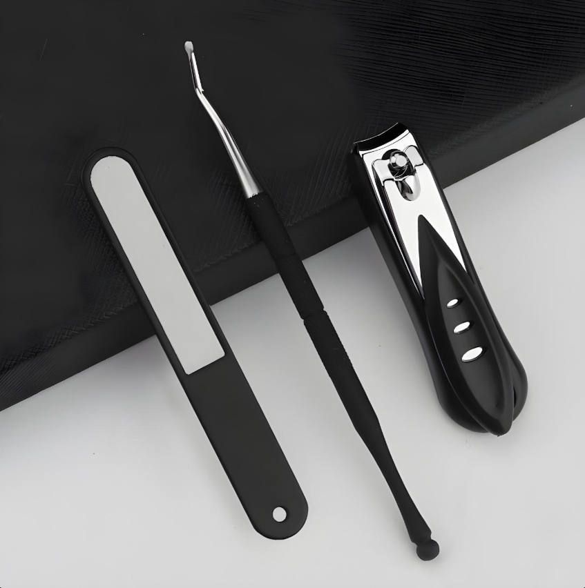 Set pedichiura profesionala, 6 in 1, negru, inox