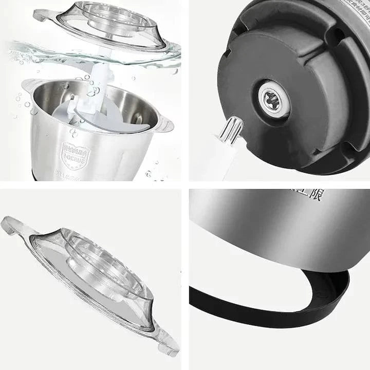 Tocator electric 2L pentru carne si legume, 4 lame din otel inoxidabil de inalta calitate, Recipient din Inox, Argintiu