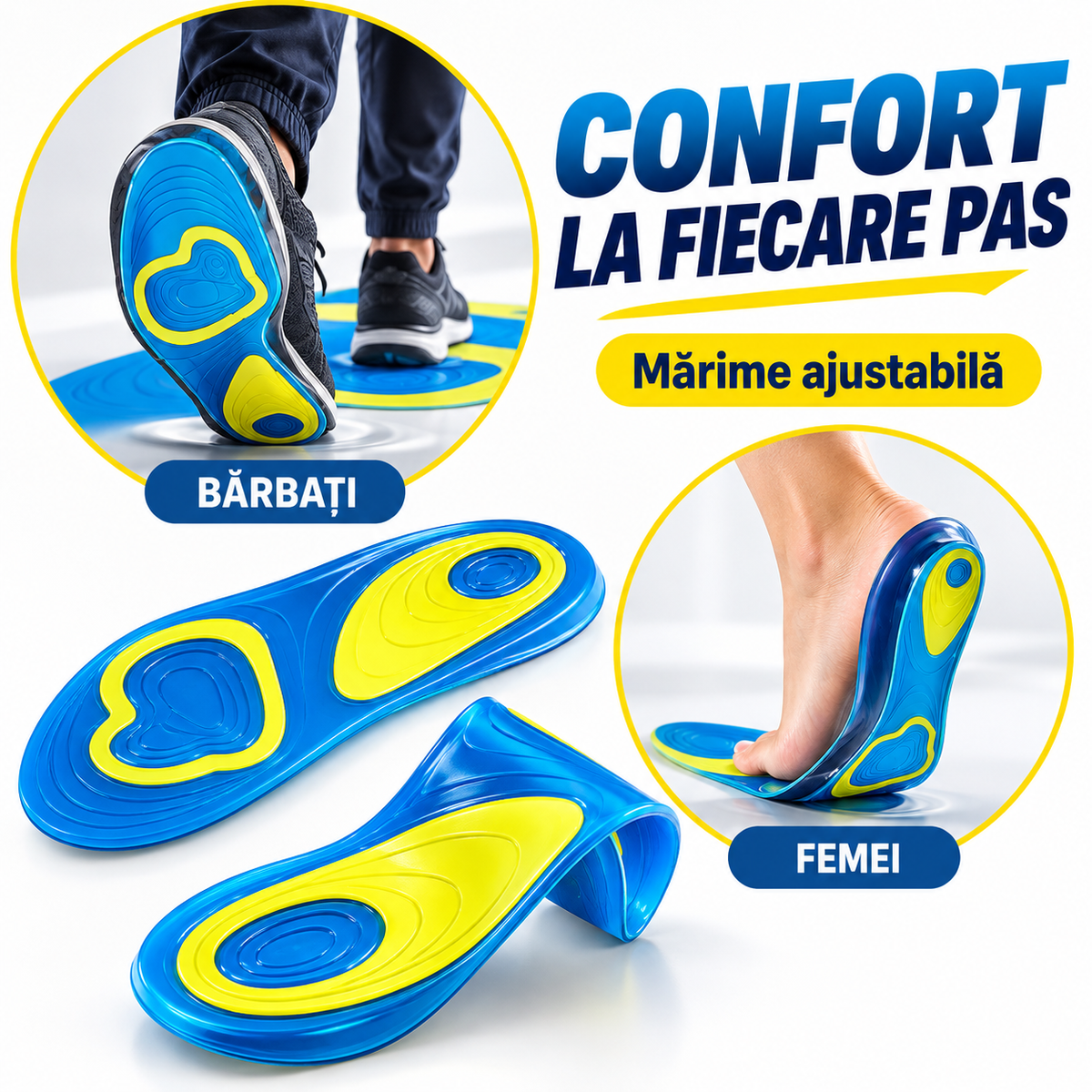 Branțuri cu Gel pentru Confort la Fiecare Pas – Mărime Ajustabilă, pentru Bărbați și Femei