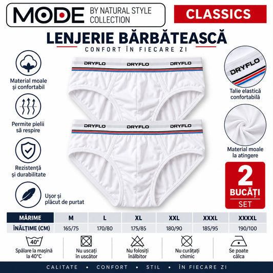 Set 2 Perechi chiloti barbati, dryflo, mai multe culori si marimi