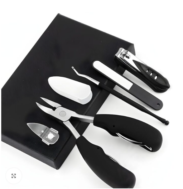 Set pedichiura profesionala, 6 in 1, negru, inox