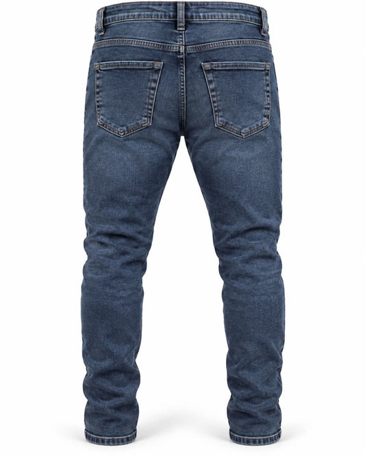 Blugi Bărbați cu Rupturi Decorative – Denim Albastru Închis