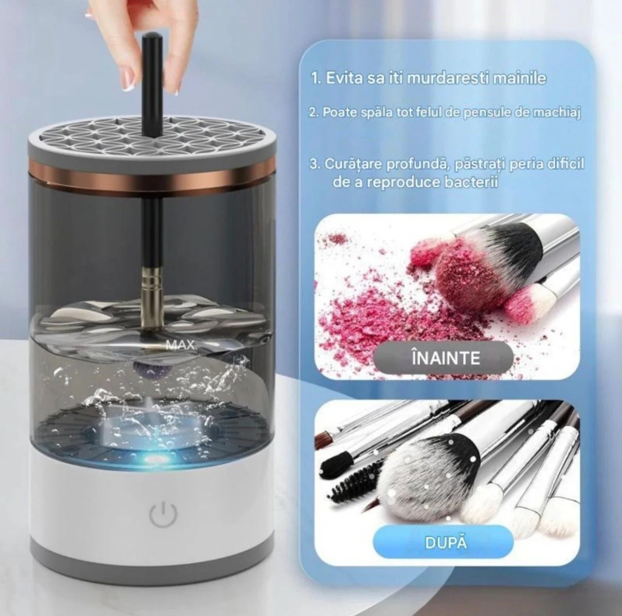 Aparat electric curatare pensule machiaj