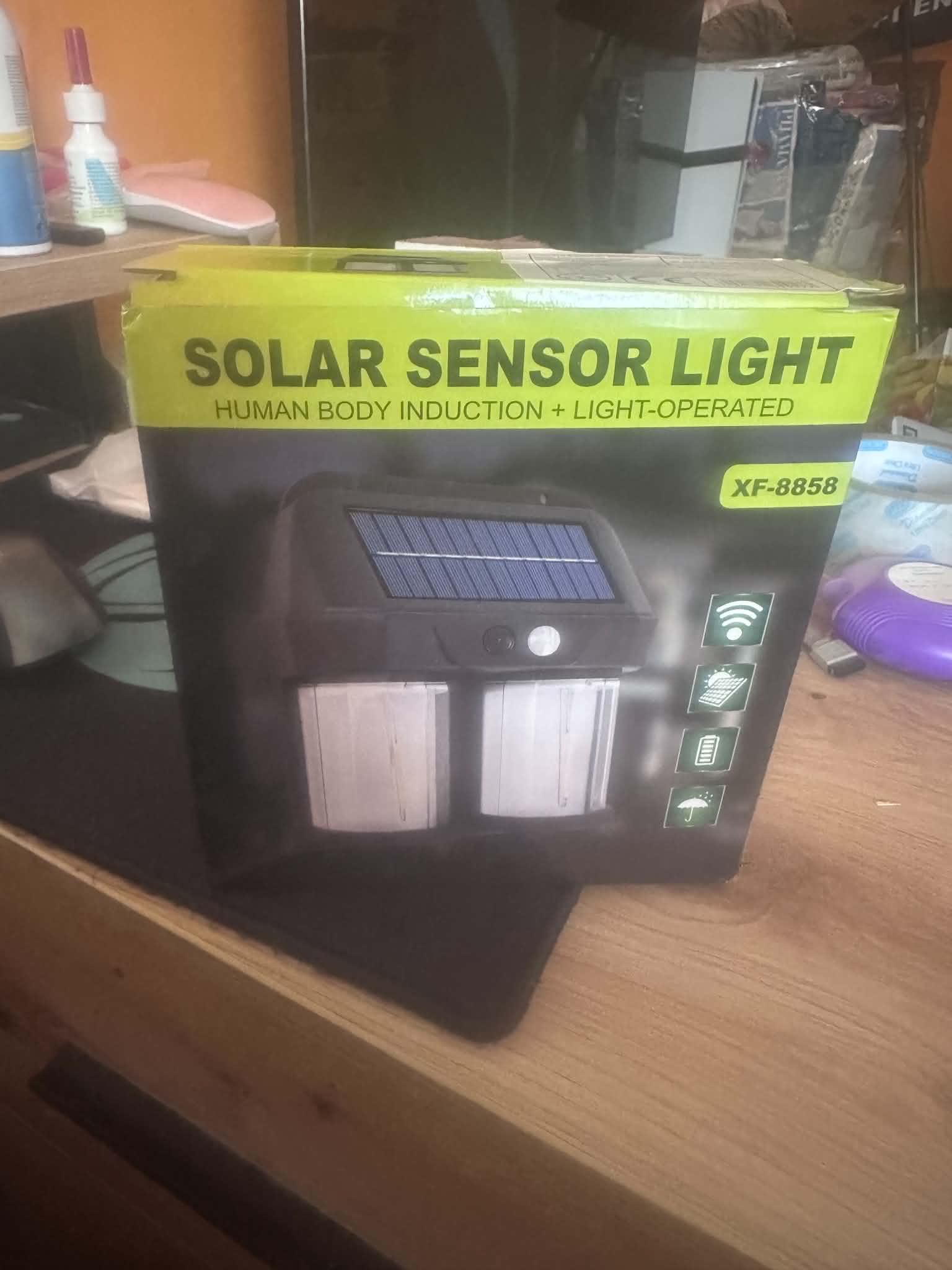 LAMPA solara cu senzor de miscare dubla, 2 bucati, neagră, cu senzor de mișcare