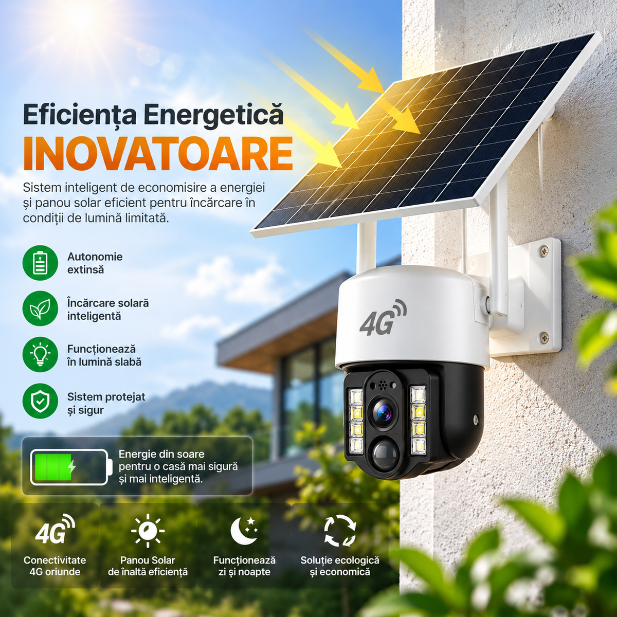 Camera de Supraveghere Solară 4G – Protecție 24/7